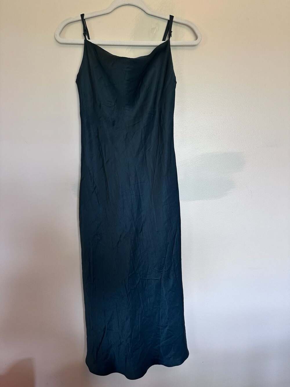 Zara Green Emerald Satin Effect Midi Slip Dress XS